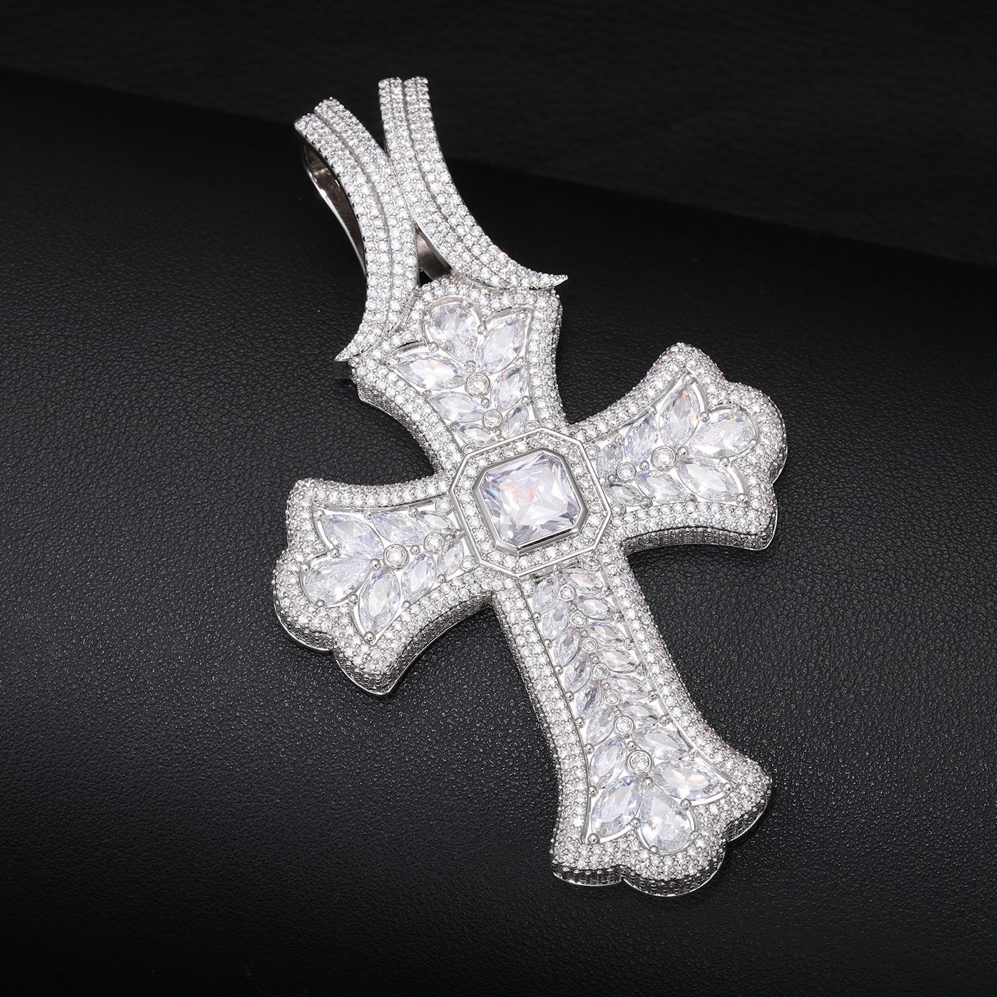 iced out crucifix jewelry for men 18k white gold plated bling cross chain