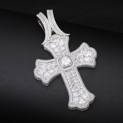 iced out crucifix jewelry for men 18k white gold plated bling cross chain