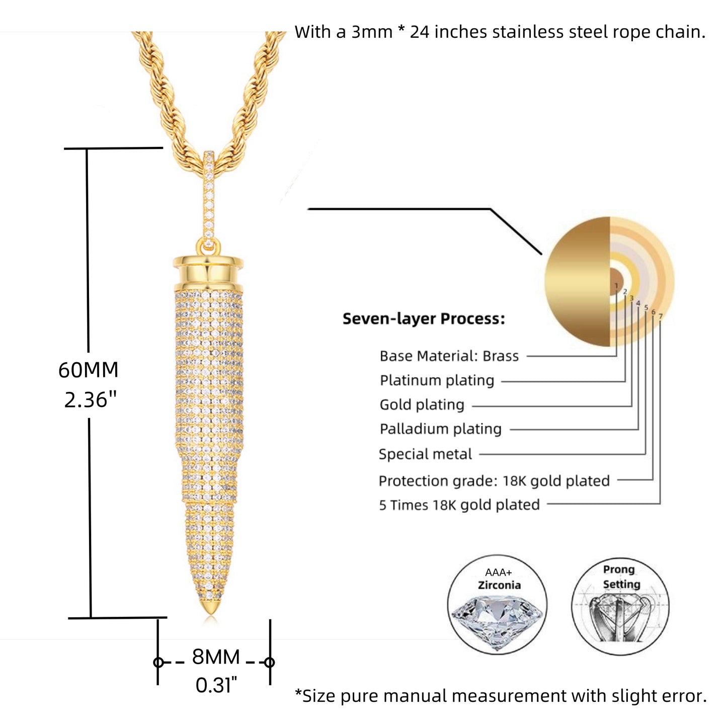 Bullet Pendant Necklace – Bold Streetwear Hip Hop Jewelry for Men