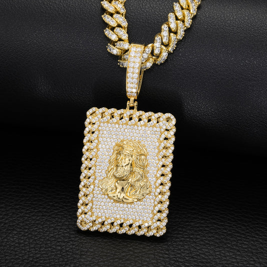 Jesus Head Pendant Necklace – Luxury CZ Hip Hop Statement Jewelry for Men