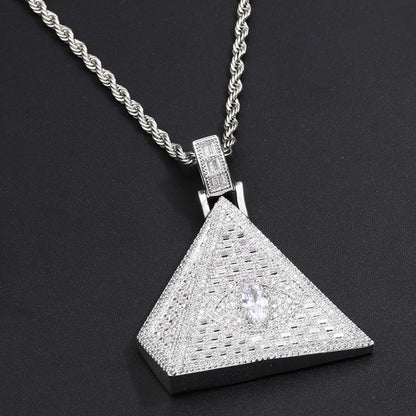 Mystic Pyramid Eye Pendant Necklace – 18K Gold Plated CZ Jewelry