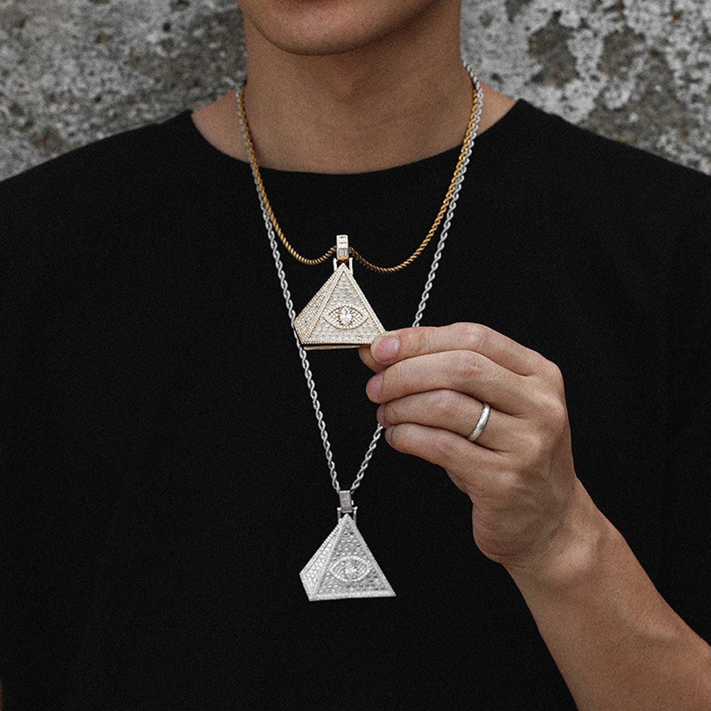 Mystic Pyramid Eye Pendant Necklace – 18K Gold Plated CZ Jewelry
