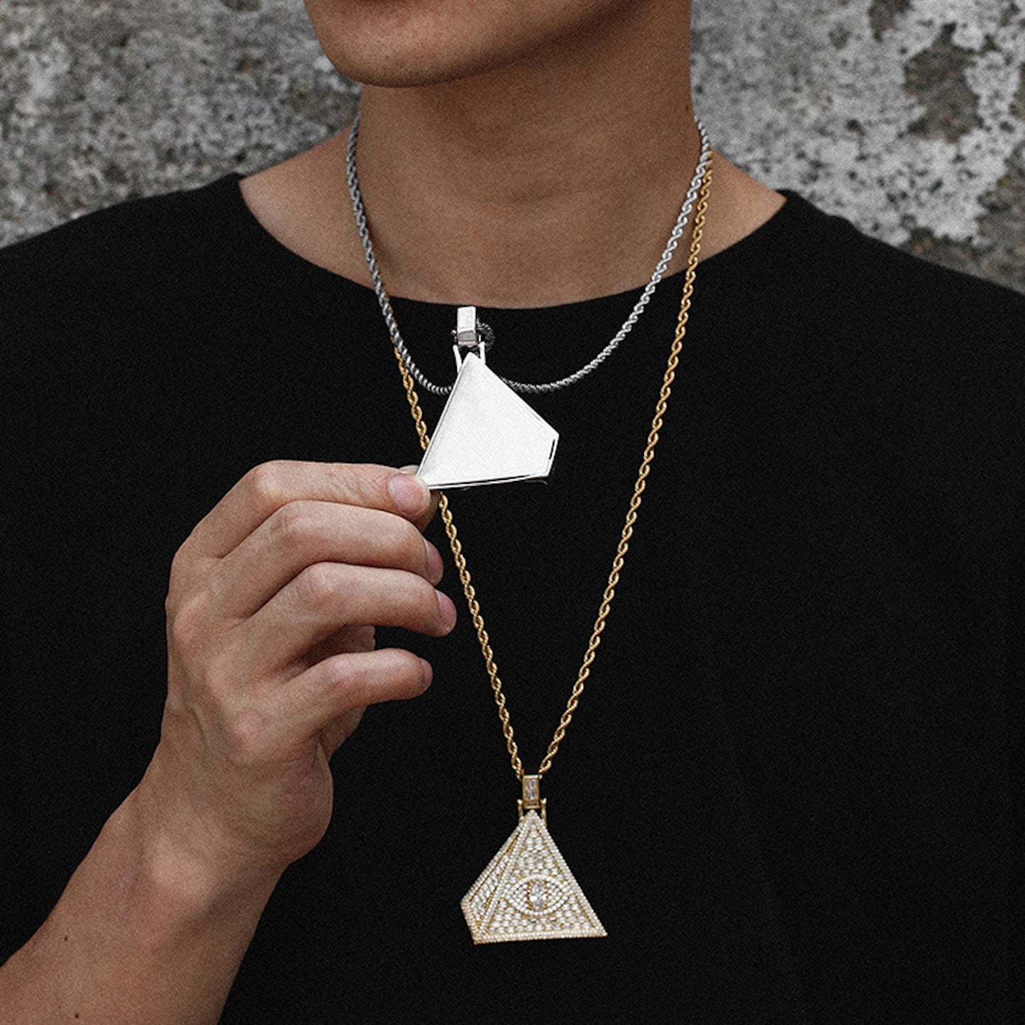 Mystic Pyramid Eye Pendant Necklace – 18K Gold Plated CZ Jewelry