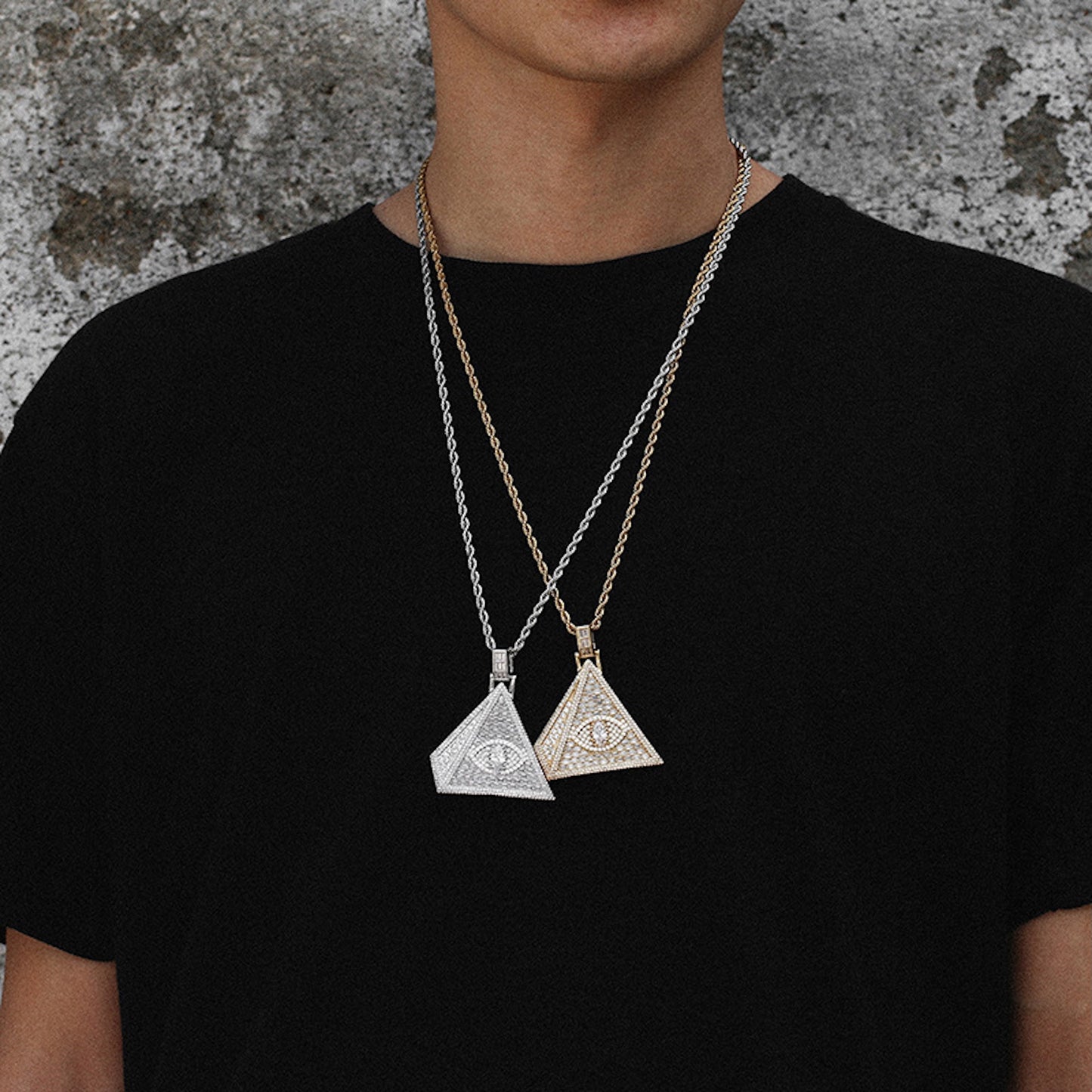 Mystic Pyramid Eye Pendant Necklace – 18K Gold Plated CZ Jewelry