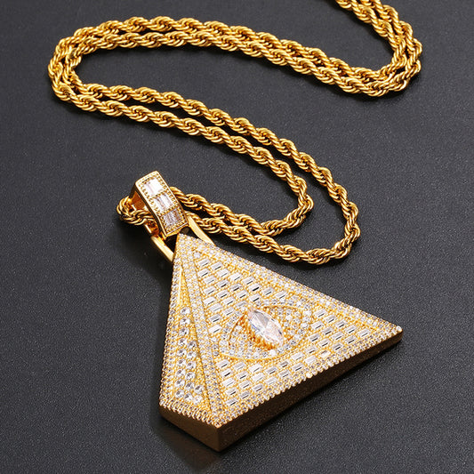 SEE THE WHOLE PICTURE | Iced Eye Pyramid Pendant Necklace