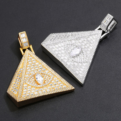 Mystic Pyramid Eye Pendant Necklace – 18K Gold Plated CZ Jewelry