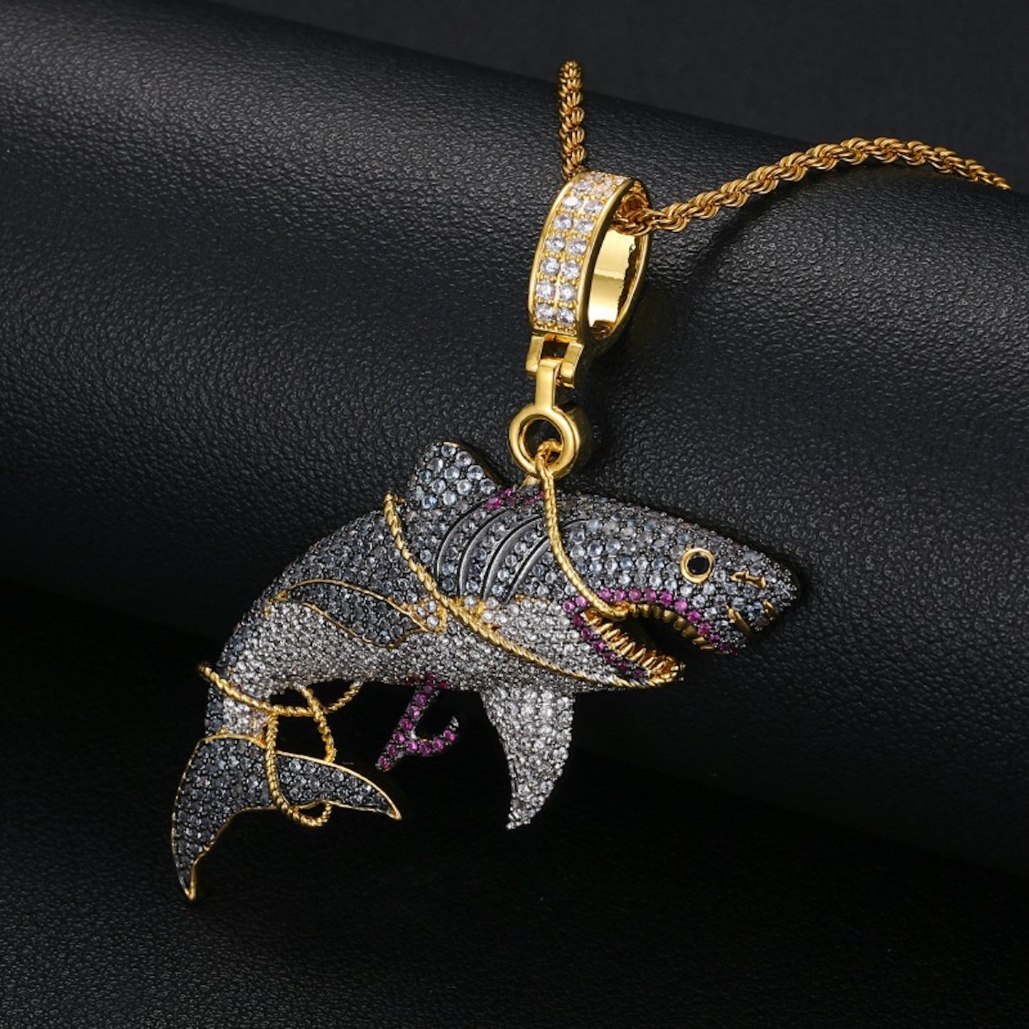 Captured Beast Shark Pendant Necklace – Ocean Inspired CZ Statement Jewelry