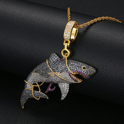 Captured Beast Shark Pendant Necklace – Ocean Inspired CZ Statement Jewelry