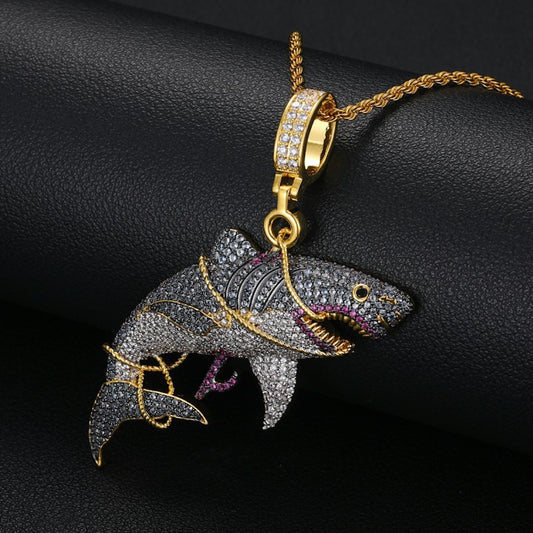 NEVER TAMED | Iced Shark Pendant Necklace