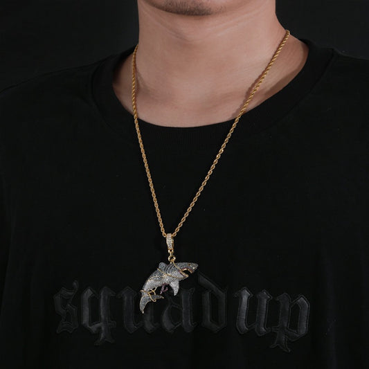 Captured Beast Shark Pendant Necklace – Ocean Inspired CZ Statement Jewelry