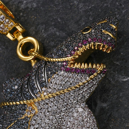 Captured Beast Shark Pendant Necklace – Ocean Inspired CZ Statement Jewelry