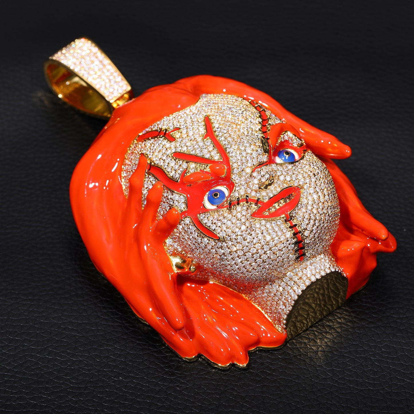 Jumbo Scary Doll Pendant Necklace – Dark Streetwear Statement Jewelry