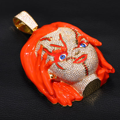 Jumbo Scary Doll Pendant Necklace – Dark Streetwear Statement Jewelry