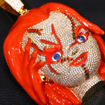 Jumbo Scary Doll Pendant Necklace – Dark Streetwear Statement Jewelry