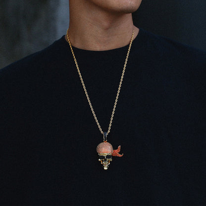 Red Pirate Skull Pendant Necklace– Rebel Spirit Statement Jewelry