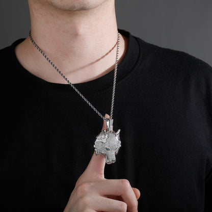 Blue Eye Alpha Wolf Pendant Necklace – Wild Spirit Statement Jewelry