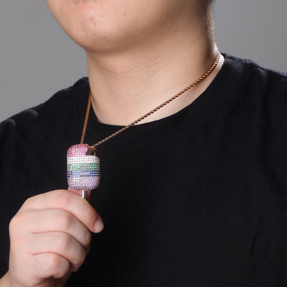 Rainbow Popsicle Pendant Necklace – Colorful CZ Hip Hop Jewelry for Men & Women