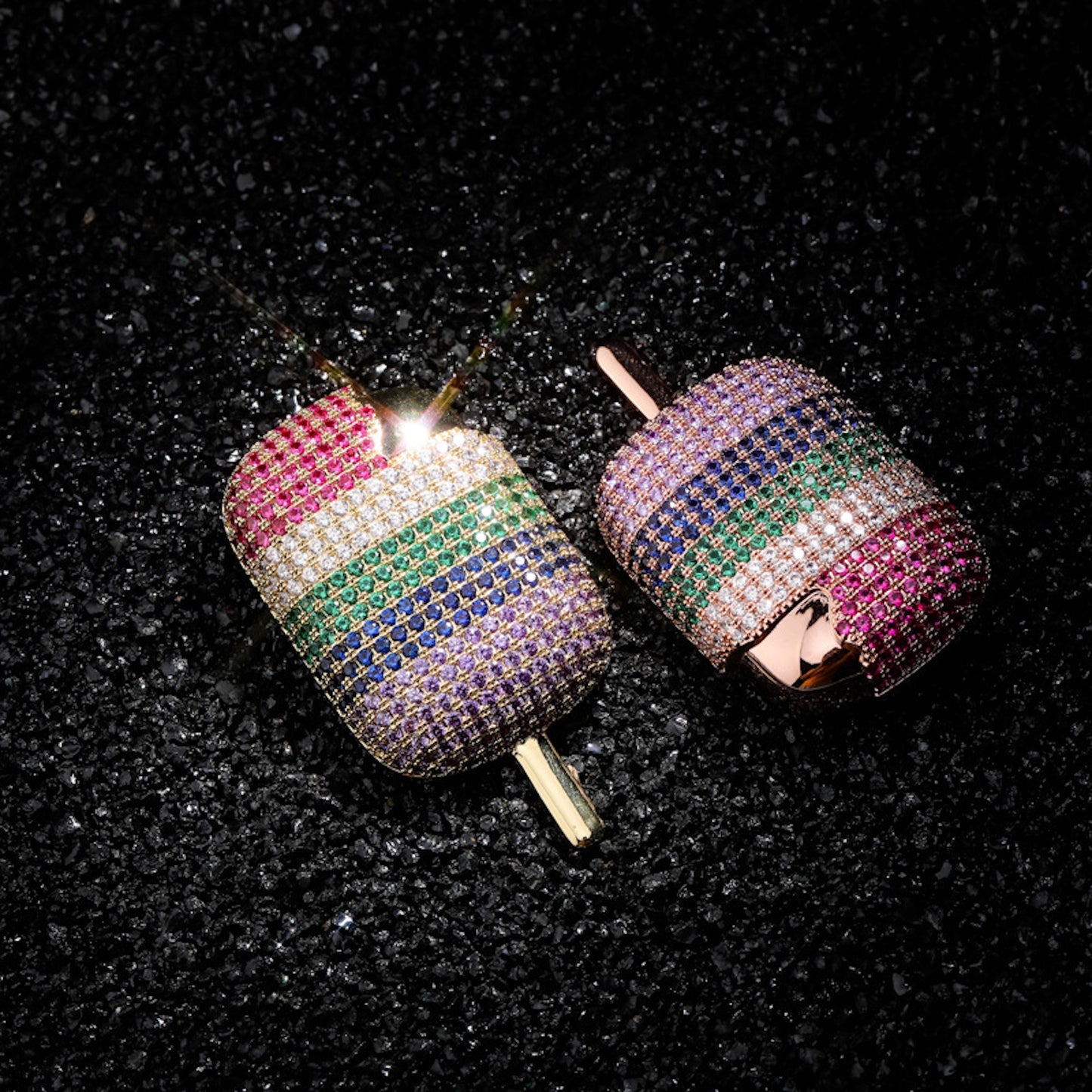 Rainbow Popsicle Pendant Necklace – Colorful CZ Hip Hop Jewelry for Men & Women