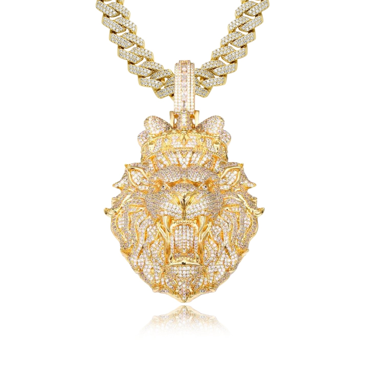 Crowned Lion Head Pendant Necklace – Royal Statement Jewelry