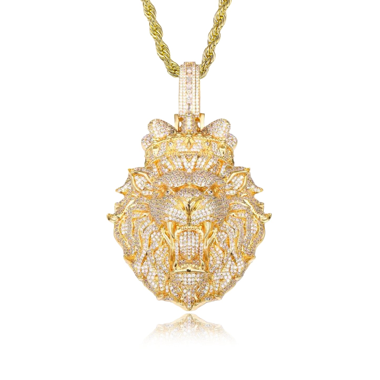 Crowned Lion Head Pendant Necklace – Royal Statement Jewelry