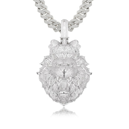 Crowned Lion Head Pendant Necklace – Royal Statement Jewelry