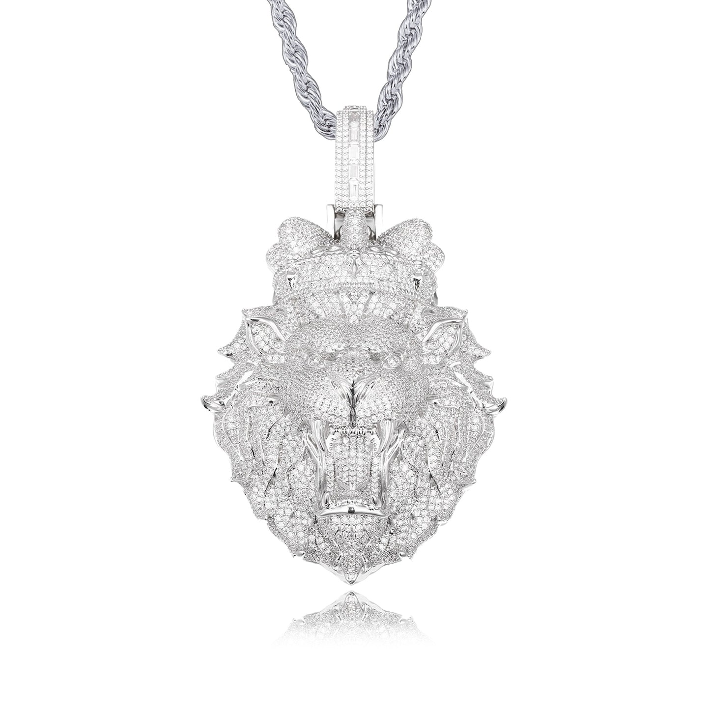 Crowned Lion Head Pendant Necklace – Royal Statement Jewelry