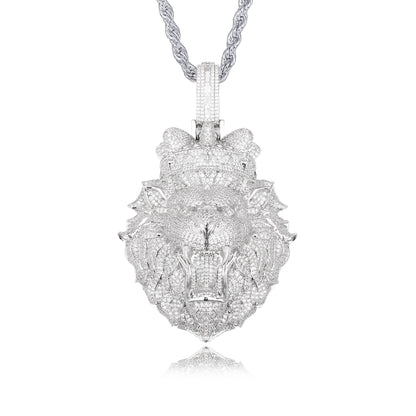 Crowned Lion Head Pendant Necklace – Royal Statement Jewelry