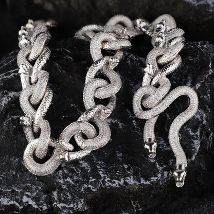 Eternal Serpent Cuban Link Chain Iced Out Snake Chain – Hip Hop Jewelry for Men