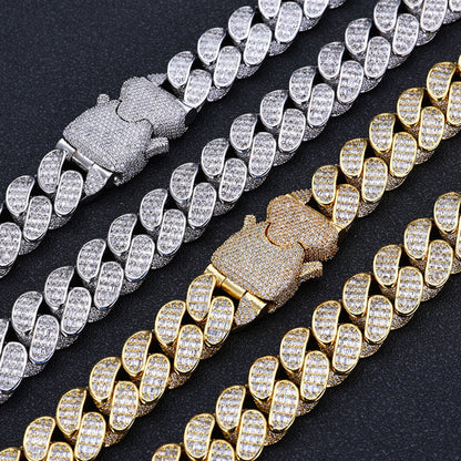 Triple Row Baguette Cuban Chain – Iced Out Hip Hop Jewelry for Men & Women