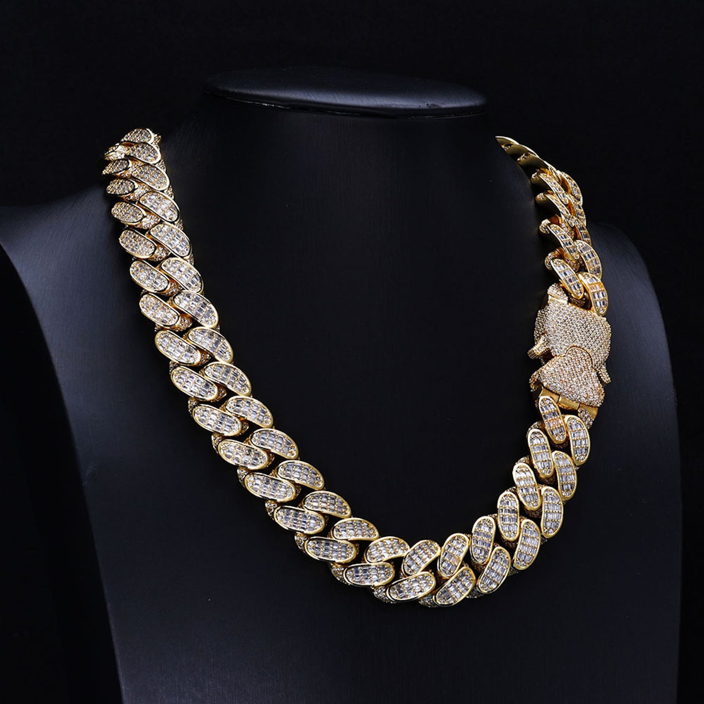 Triple Row Baguette Cuban Chain – Iced Out Hip Hop Jewelry for Men & Women