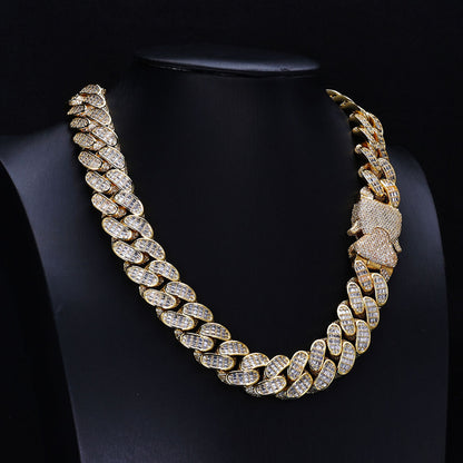 Triple Row Baguette Cuban Chain – Iced Out Hip Hop Jewelry for Men & Women
