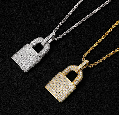 Iced Padlock Pendant Necklace – Iced Out Hip Hop Jewelry for Men