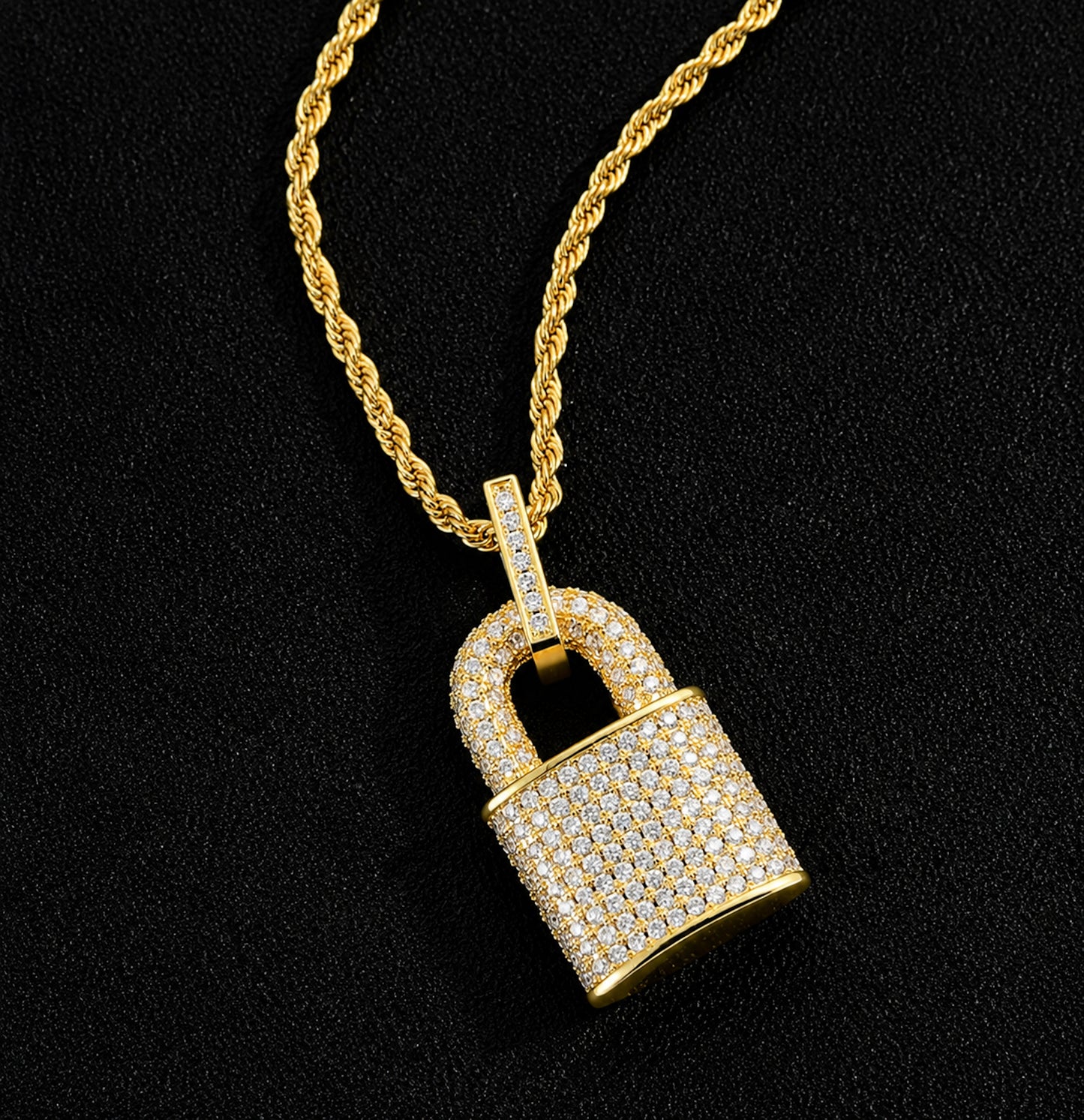 Iced Padlock Pendant Necklace – Iced Out Hip Hop Jewelry for Men