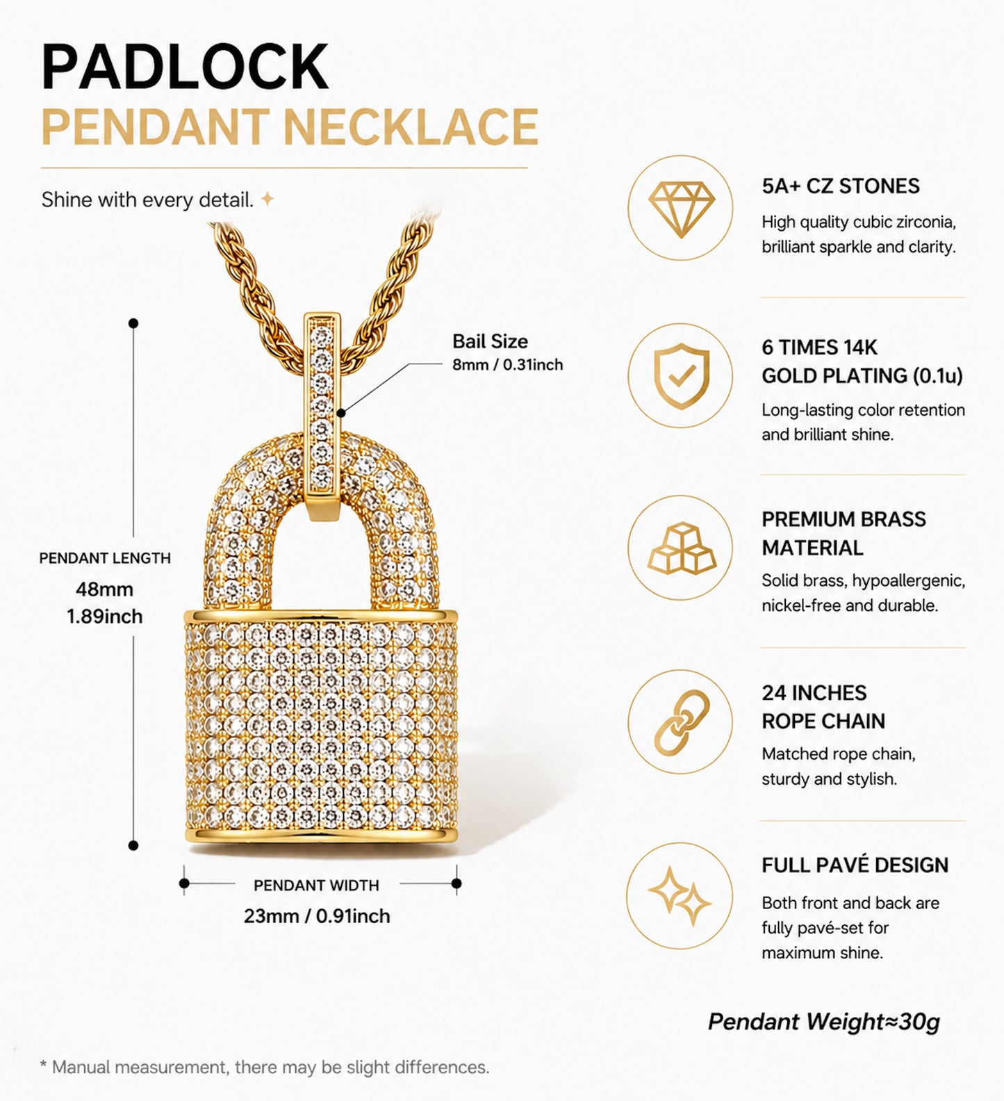 Iced Padlock Pendant Necklace – Iced Out Hip Hop Jewelry for Men