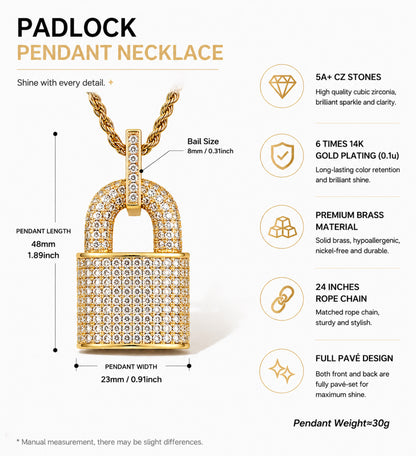 Iced Padlock Pendant Necklace – Iced Out Hip Hop Jewelry for Men