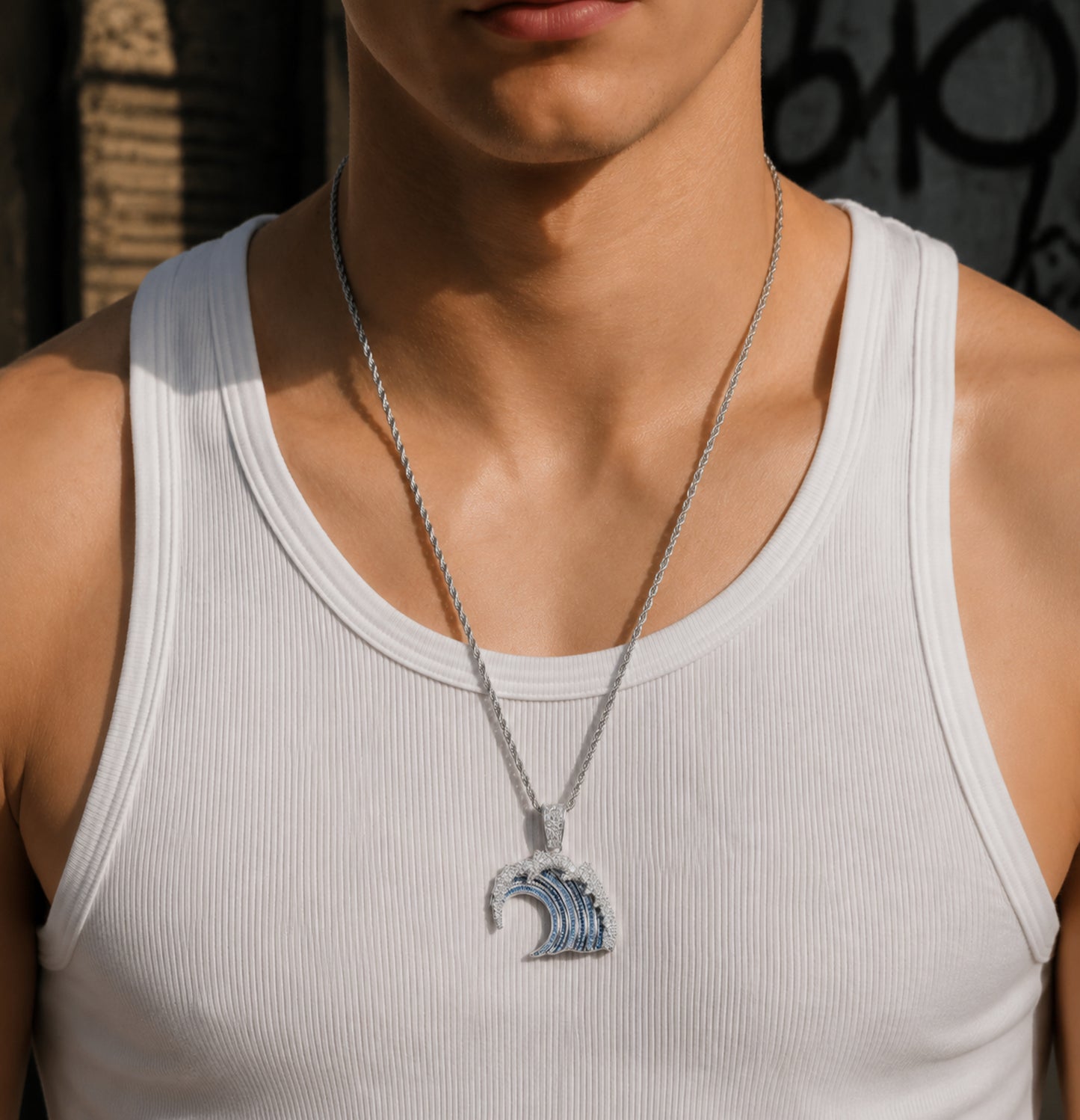 Ocean Spirit Wave Pendant Necklace – Coastal Luxury Iced Jewelry