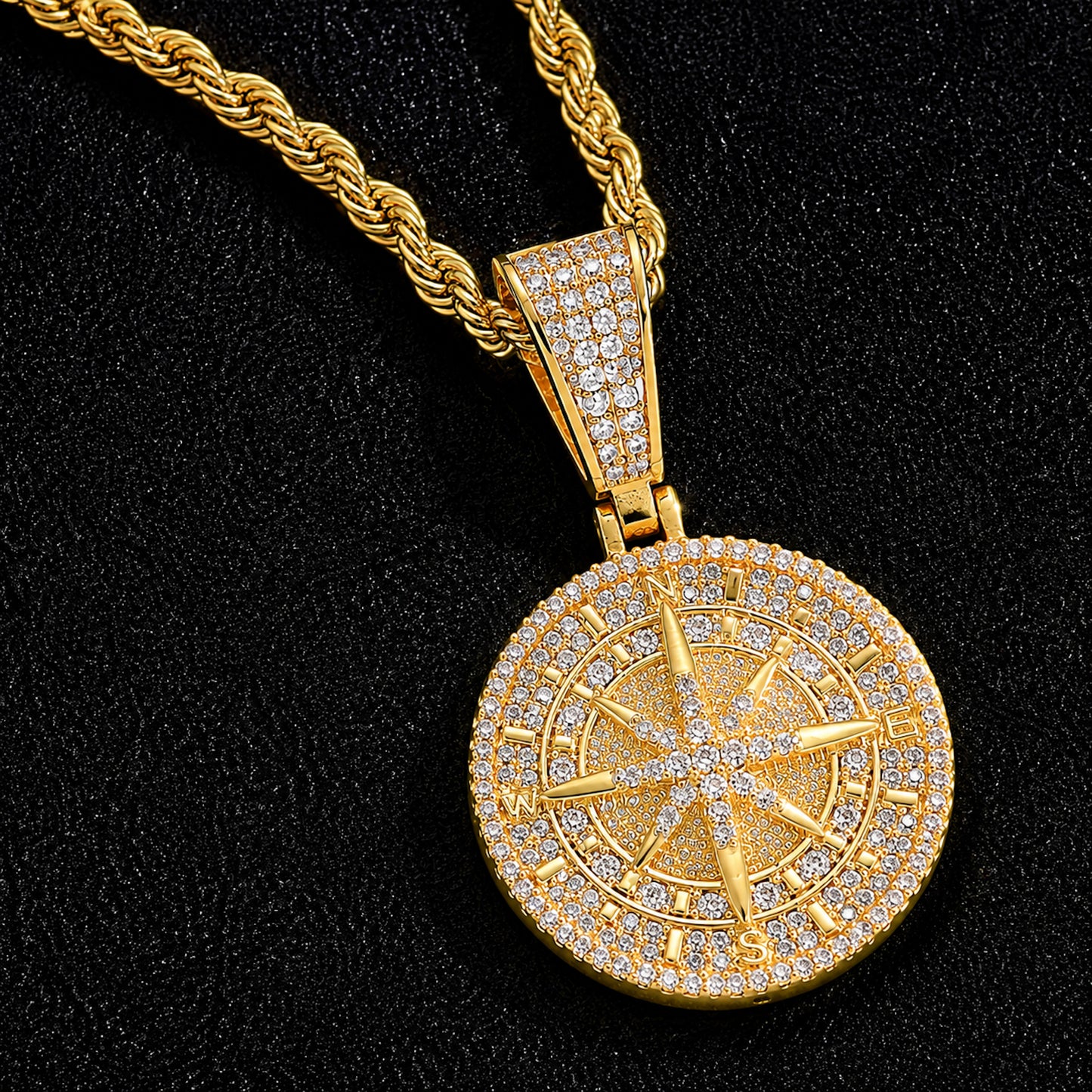 Compass Medallion Pendant Necklace – Urban Iced Statement Jewelry