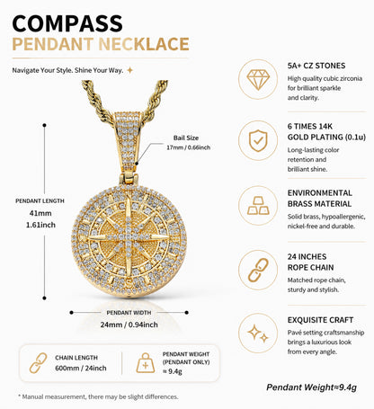 Compass Medallion Pendant Necklace – Urban Iced Statement Jewelry