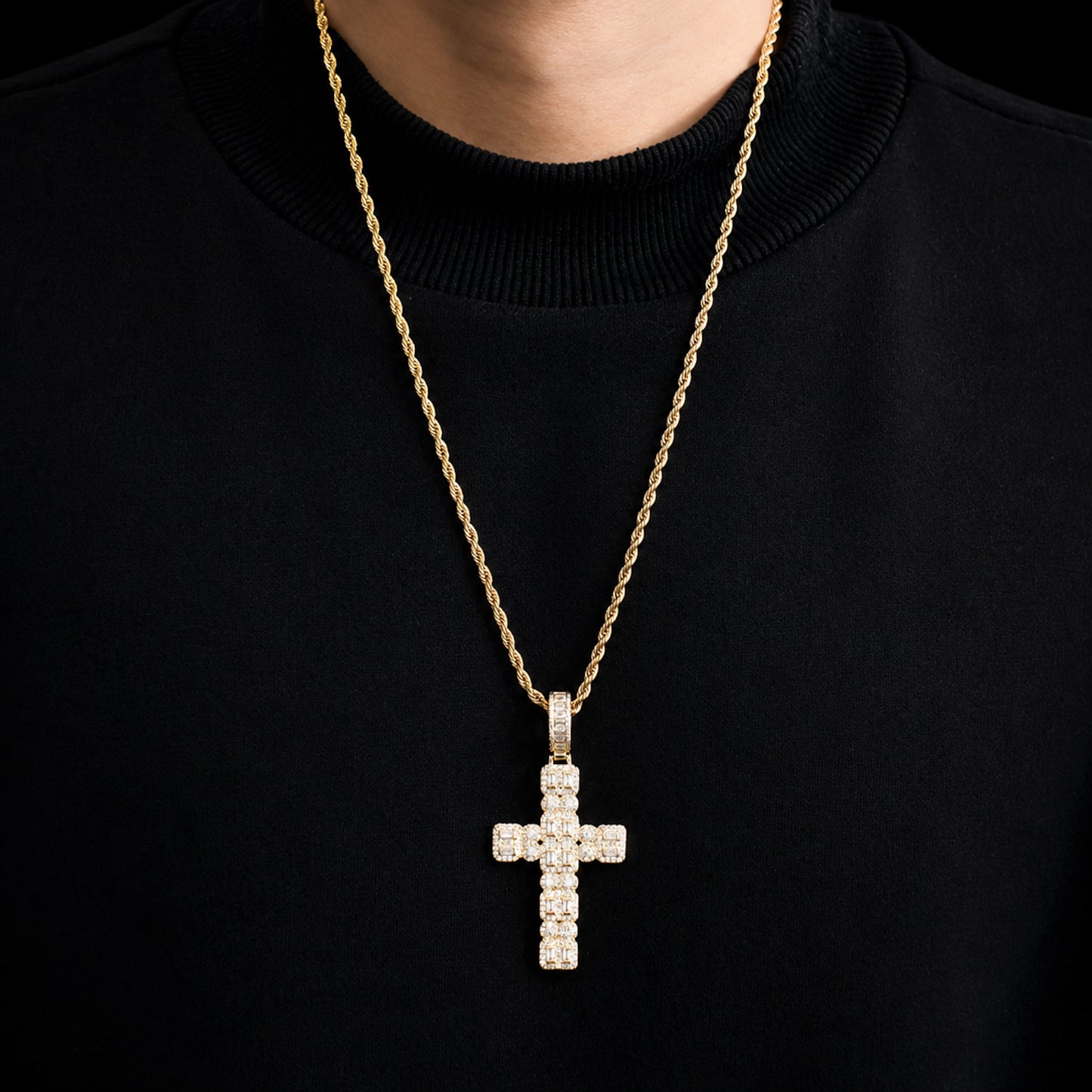 Iced Cross Pendant Necklace – CZ Hip Hop Jewelry for Men