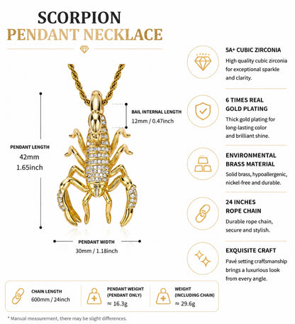 Scorpion Medallion Pendant Necklace – Premium CZ Streetwear Jewelry