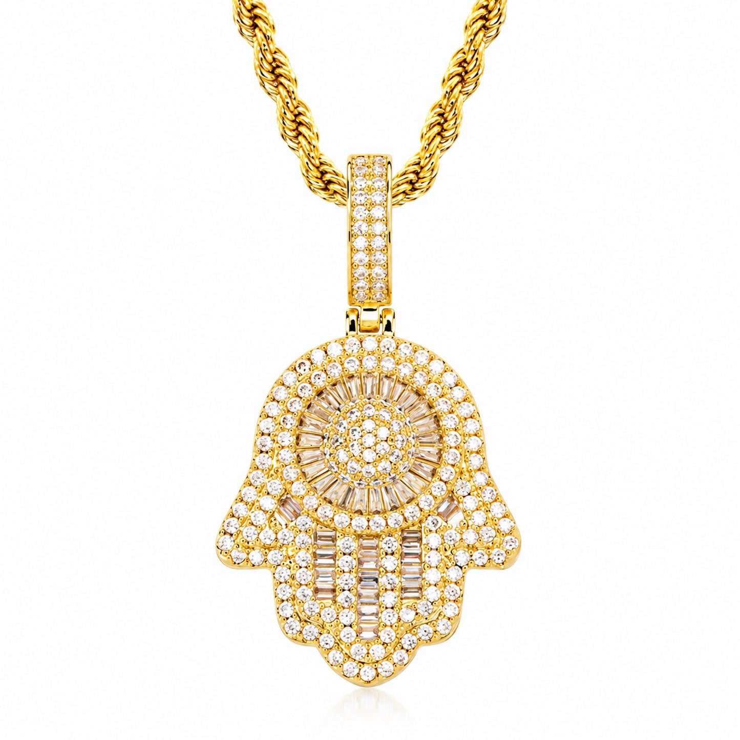 Hamsa Hand Pendant Necklace – CZ Protection Symbol Jewelry