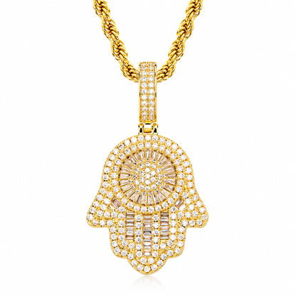 Hamsa Hand Pendant Necklace – CZ Protection Symbol Jewelry