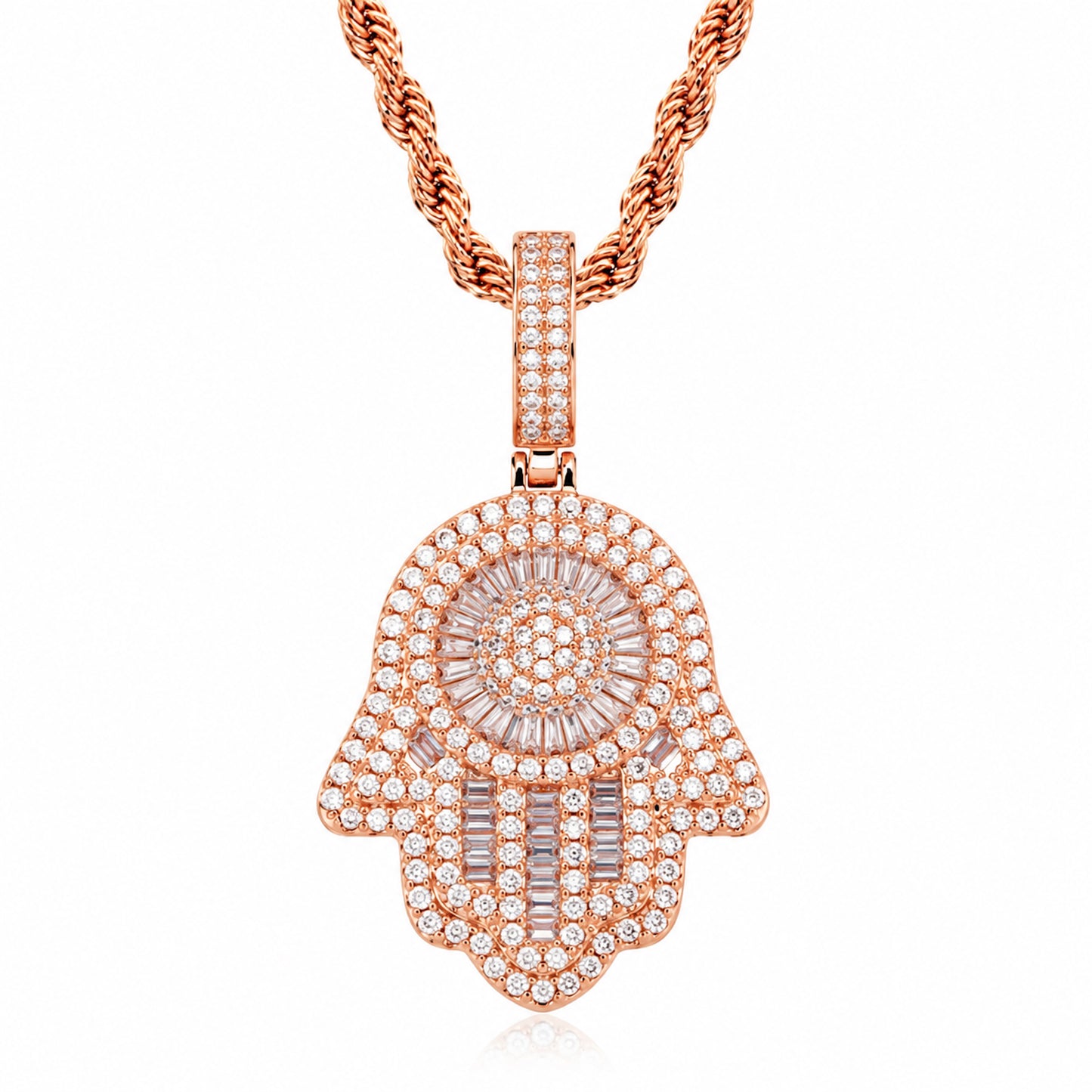 Hamsa Hand Pendant Necklace – CZ Protection Symbol Jewelry