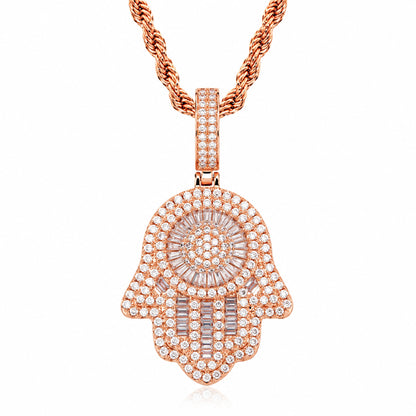 Hamsa Hand Pendant Necklace – CZ Protection Symbol Jewelry