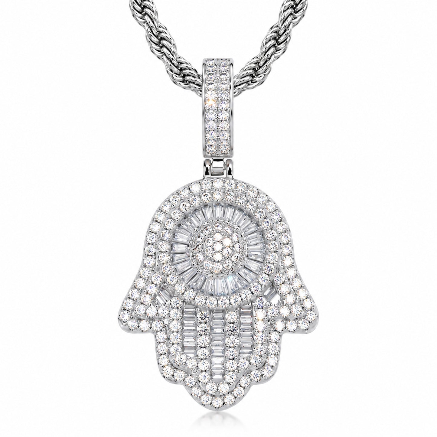 Hamsa Hand Pendant Necklace – CZ Protection Symbol Jewelry