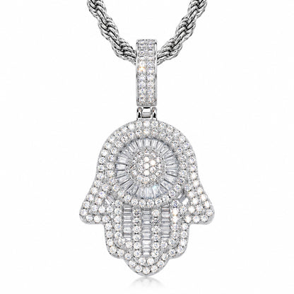 Hamsa Hand Pendant Necklace – CZ Protection Symbol Jewelry