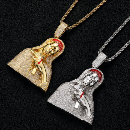 Sculpture Gun Man Pendant Necklace – Luxury Iced Statement Jewelry