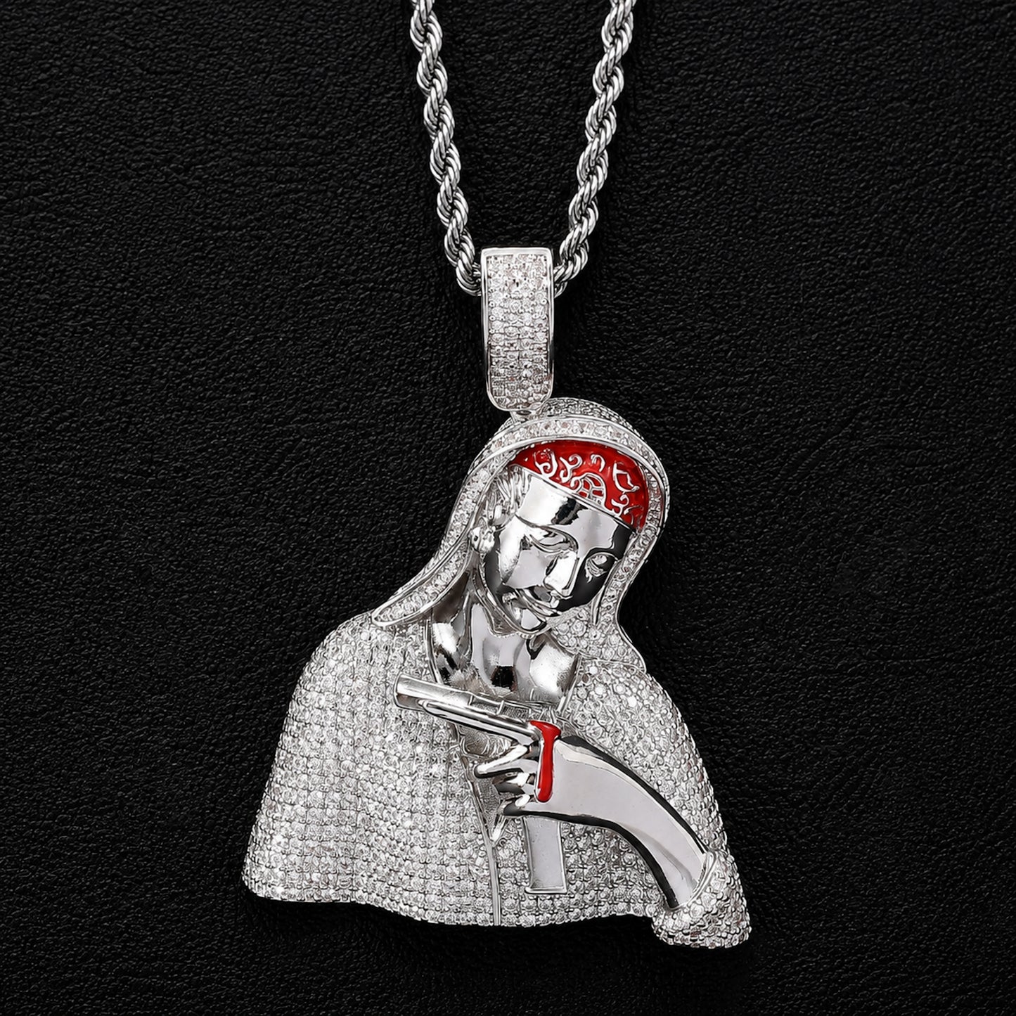 Sculpture Gun Man Pendant Necklace – Luxury Iced Statement Jewelry