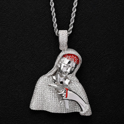 Sculpture Gun Man Pendant Necklace – Luxury Iced Statement Jewelry