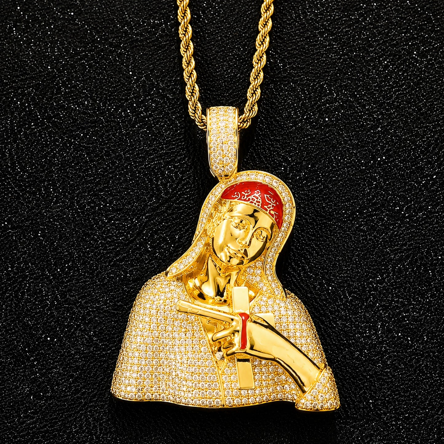 Sculpture Gun Man Pendant Necklace – Luxury Iced Statement Jewelry